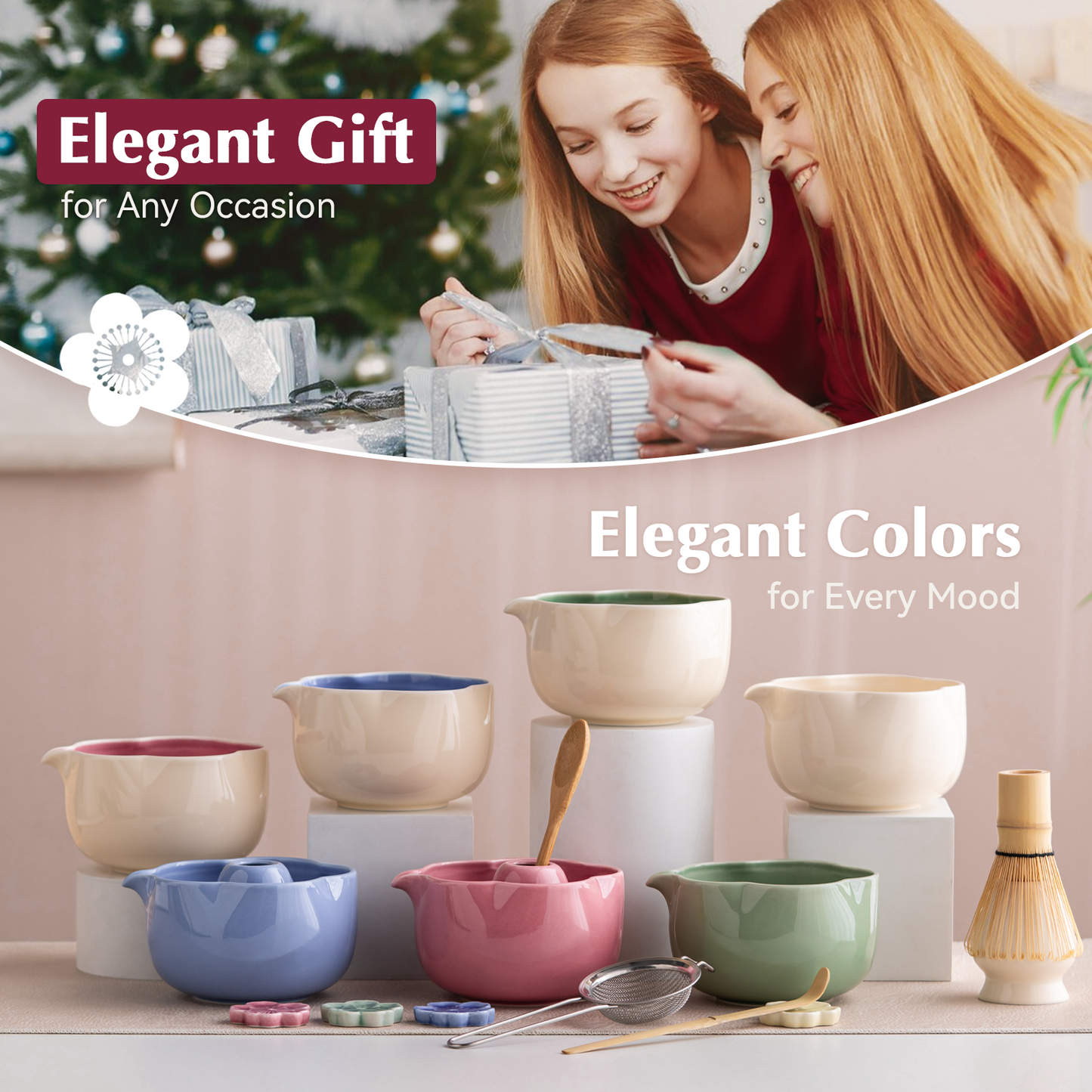 Petal-Shaped Matcha Set 500ml