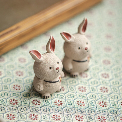 Set of 2 Rabbits Tea Pet