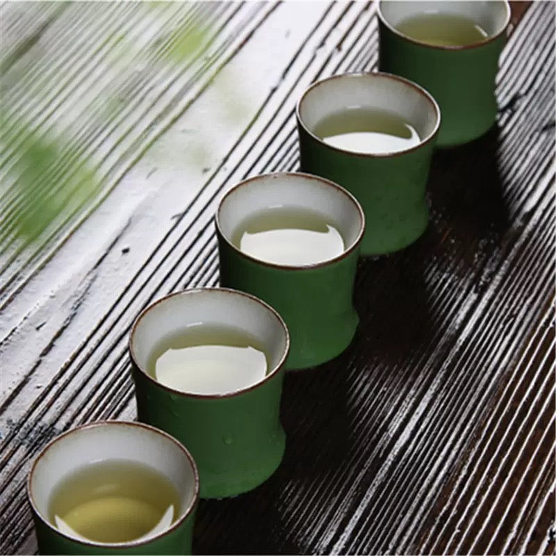Ceramic bamboo teapot set 400ml