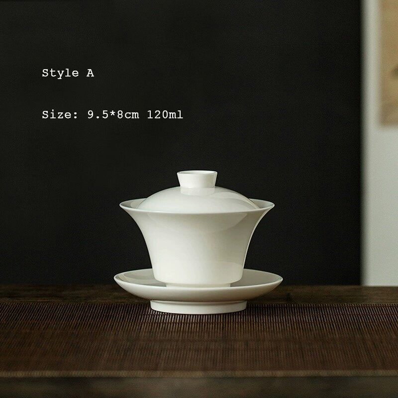 White Dehua Porcelain Gaiwan 100/120/130ml