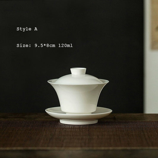 White Dehua Porcelain Gaiwan 100/120/130ml