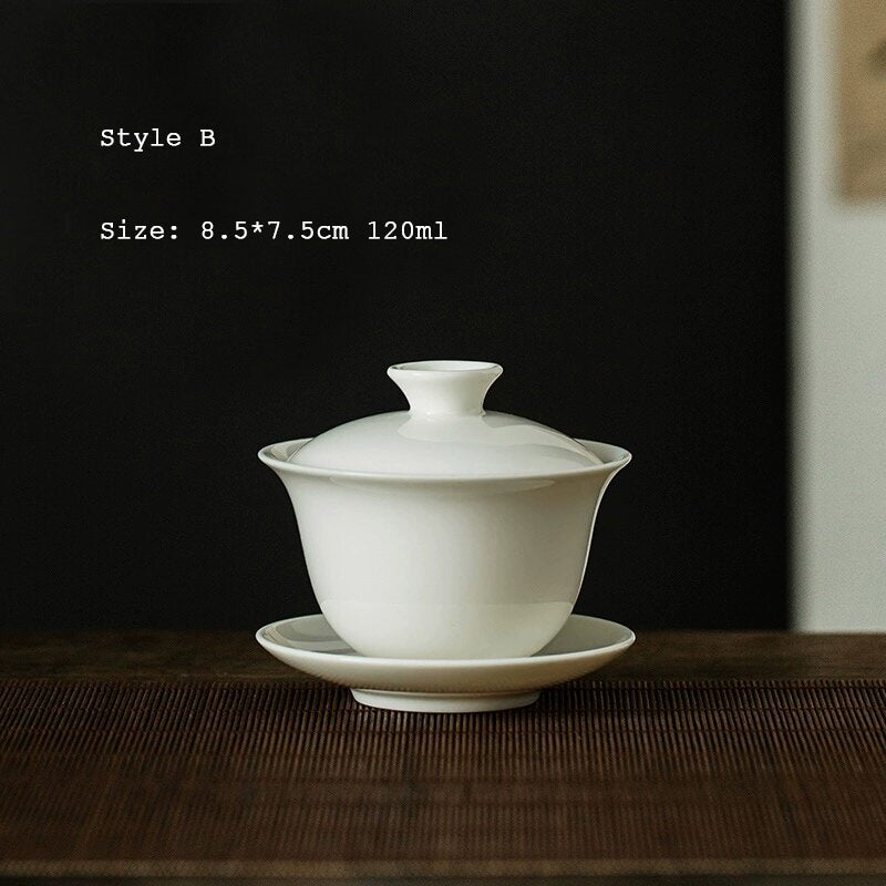White Dehua Porcelain Gaiwan 100/120/130ml
