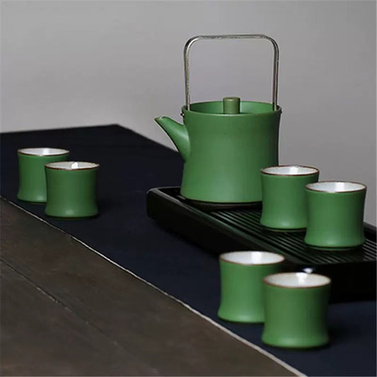 Ceramic bamboo teapot set (400ml)